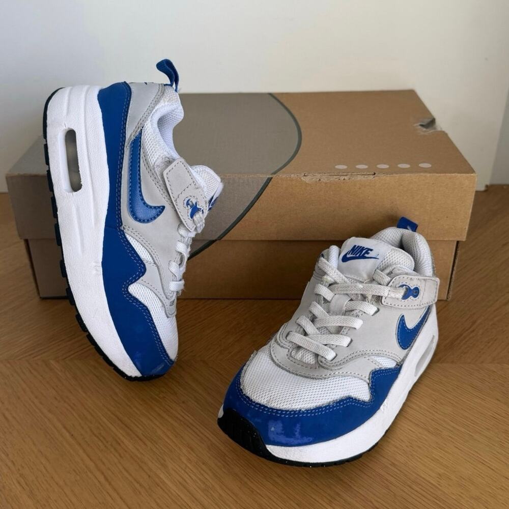 Nike Air Max 1 Easyon ‘White/Royal Blue’ Toddler Sneakers- SZ 11 C